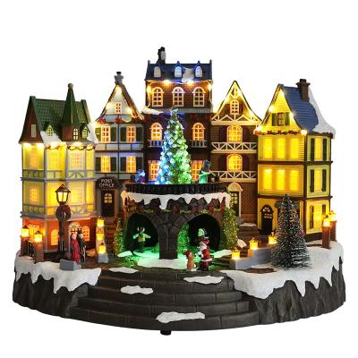 China Europe Resin Crafts Statues Figurines Christmas Home Decor Ornaments Christmas Home Decor Anime Music Box Lighting Snowfall Decoration for sale