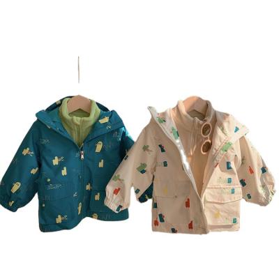 China Hooded Winter 3-8 Years Old Baby Boys Clothing Coat Girls Warm Plus Size Cartoon Two Piece Set for sale