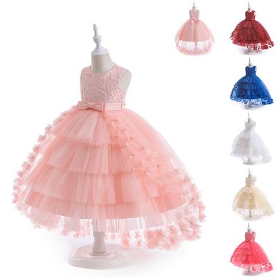 China Wholesale Washable Custom Made Children's Beaded Embroidered Bow Princess Dress Cake Party Dress for sale