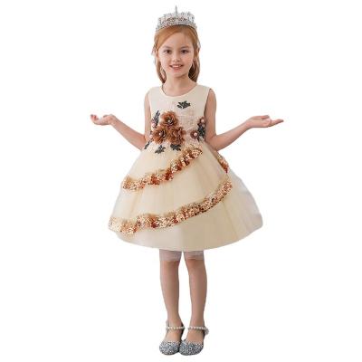 China wholesale custom Anti-wrinkle bridesmaid dress birthday party wedding sequin applique baby princess dress for sale