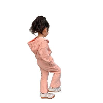 China Breathable Spring and Fall Knit Bell-Bottom Pants Girls' Sports Girls' Two-Piece Hooded Coat and Outfit for sale