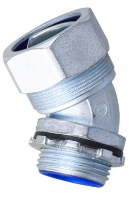 China Plum Type 45 Degree Angle Flexible Conduit Liquid Tight Connector , Fleixble Conduit Connector 45 Degree for sale