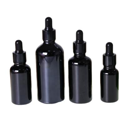 China Personal Care 15ml 30ml 50ml matte/frosted black bottle with white/black dropper and aluminum ring for sale