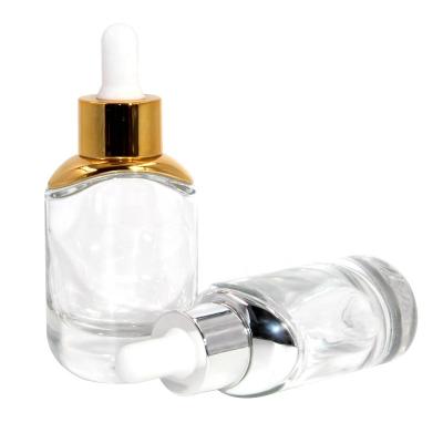 China Personal Care Essential Oil Dropper Bottle Serum Packaging Glass Container Luxury Glass Container Customized Bottle With Shoulder Sleeve for sale