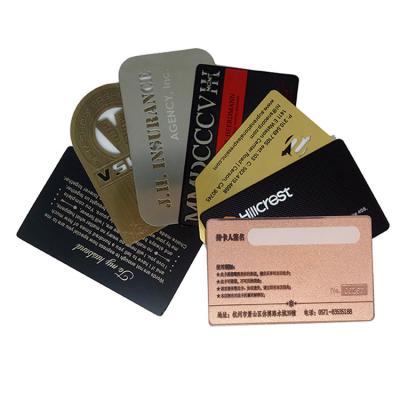 China Luxury Business Custom Laser Cut Engraved Porcelain Matte Black Stainless Steel Magnetic Stripe Rose Gold Mirror Blanks Metal Business Card for sale