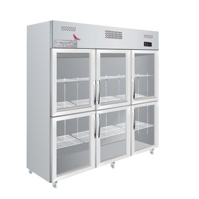 China Stainless Steel 6 Door Commercial Refrigerator Freezer Energy Efficient for sale