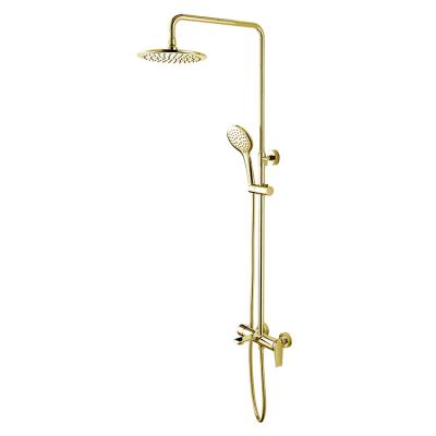 China CLASSIC European Exposed Copper Sanitary Ware Faucet Shower Faucet Gold Color Tub Shower Faucet for sale