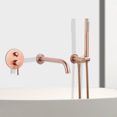 China Rose Gold Finish Shower Faucet Wall Mounted Contemporary Set Bathroom Shower Faucet for sale