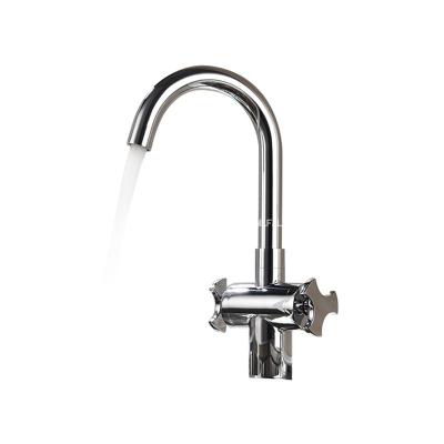 China Modern Kitchen Faucet Hot And Cold Mixer Water Faucet Kitchen Sink Rotation Chrome Double Tap 2 Handles Tap for sale