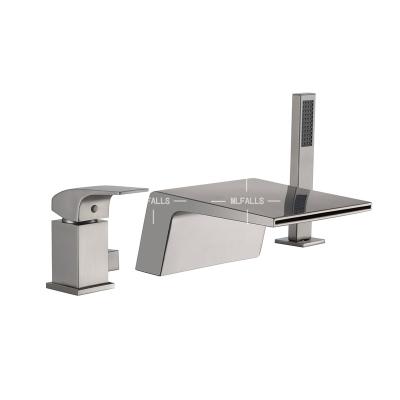 China Modern Bathroom Tub And Shower Mixer Faucet Nickel Brushed Waterfall Bathtub Faucet for sale