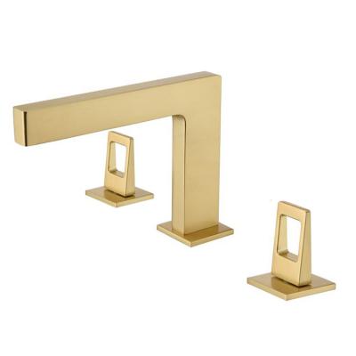 China CLASSIC 3 Holes Bathroom Basin Gold Finish Lavatory Faucet Mixer Tap Luxury Style for sale