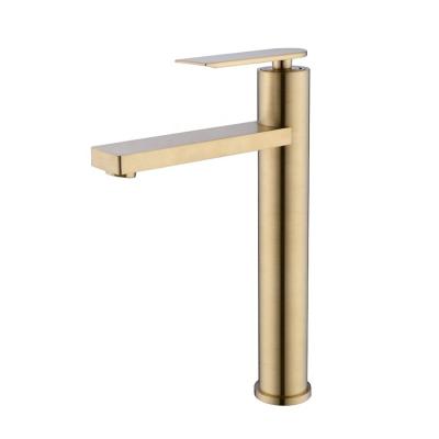 China Amazon Contemporary Hot Full Body Style Luxury Bathroom Deck Mounted BrassBrushed Gold Basin Faucet for sale