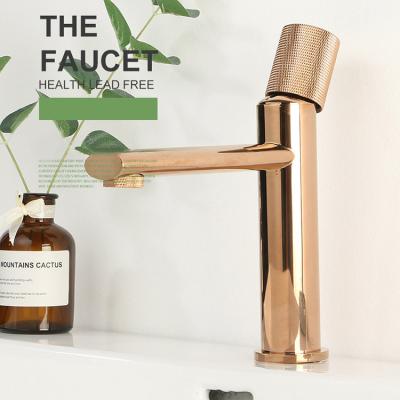 China Contemporary Hot Sales Deck Mounted Single Handle Bathroom Rose Gold Brass Bathroom Wash Basin Faucet Mixer for sale