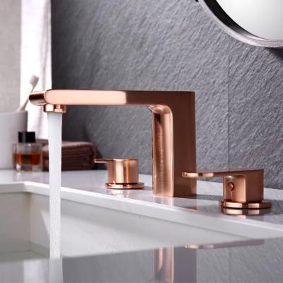 China Contemporary Bathroom Deck Mounted Rose Gold 3 Pcs Kaiping Contemporary Style Sink Faucet for sale