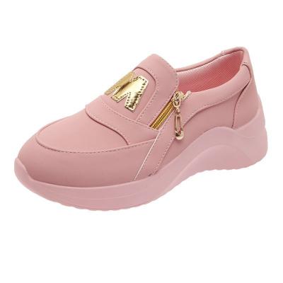 China Cushioning PU 2021Women Genuine Stylish Shoes Woman Spring Casual Zipper Flats Women Non Slip Shoes for sale