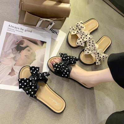 China Korean Style Women's Shoes External Use Other Cheap Fashion New Bow Slippers Women Flower Beach Shoes Sandals for sale