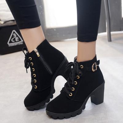 China Cushioning Womens Boots Matte Material Thick High Heel Boots for sale