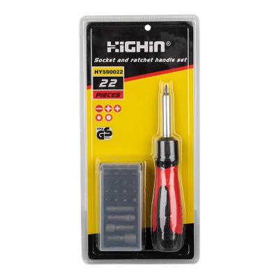 China Polypropylene 22 Piece Ratchet Screwdriver And Bit Set With Magnetic Tips for sale