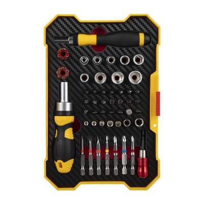 China Household Tool Kit 61 in 1 Professional Ratchet Screwdriver Tool Kit with Screwdriver Bits & Sockets & Coupling & Quick Release Adapter for sale