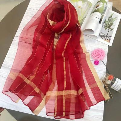 China Printing Patterns High Quality Solid Color Print Scarf In Silk Scarves For Women Hijab Printed 100% Pure Silk Scarf for sale