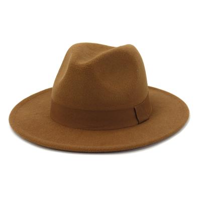 China 2021 New Fashion Character 18 Color In Panama Hats Running Unisex 100% Wool Felt Wide Brim Fedora Hat Wholesale for sale