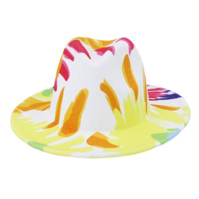 China Wholesale 2021 Image Link Dye Graffiti Two Tone Felt Fedora Hats Women Wide for sale