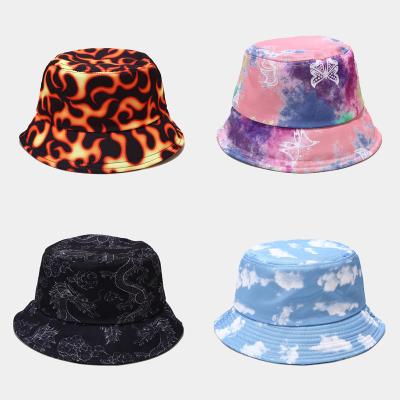 China Wholesale Custom Fashion Summer Wide Brim Floral Printing Colorful Bucket Hats And Hats for sale