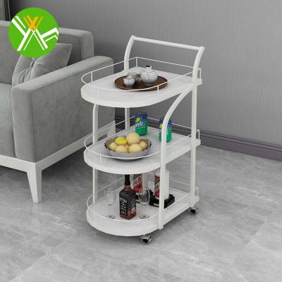 China Modern Yuhai Customized Rolling Cart Food Desert Tea Coffee Storage Cart Organizer 3 Tier Storage Trolley Hotel Restaurant Supplies for sale