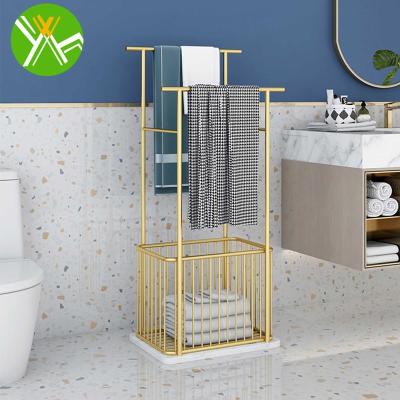 China Yuhai HotsaleLight Modern Luxury Bathroom Floor Towel Rack Toilet Punch-free Nordic Towel Rack For Bathroom for sale