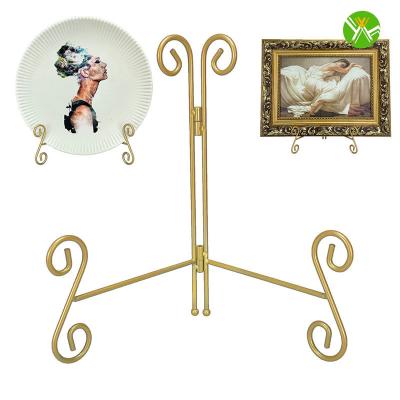 China High Quality Easel Yuhai Gold Painting Art Display Plate Holder Wire Stands Folding Display Table Iron Easel Stand For Wedding for sale