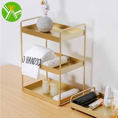 China Yuhai Modern Wholesale Iron Cosmetic Shelf for Dress 3 Layers New Design Wall Iron Storage Rack Metal Storage Rack for Bathroom for sale