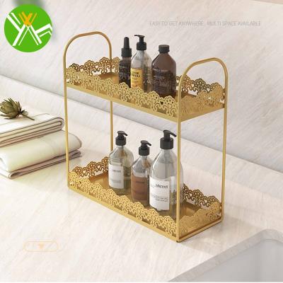 China Yuhai Modern Iron Cosmetic Shelf For Dress Wholesale 2 Layers New Design Iron Wall Metal Rack Storage Rack For Bathroom for sale