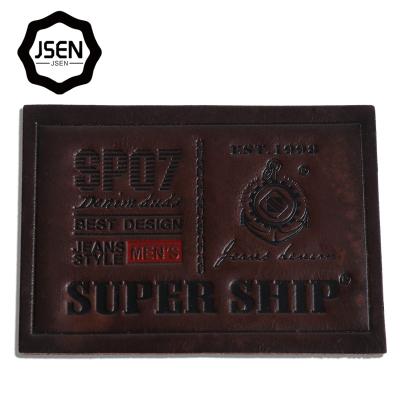 China Viable Custom Leather Fabric Brand Leather Label Sticker Fashion Logo for sale