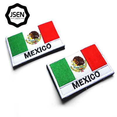 China High Quality Mexican Flag 3D Embroidery Fabric Flag Viable Sticker Production Patches Backpack For Clothing Chapte Applique for sale