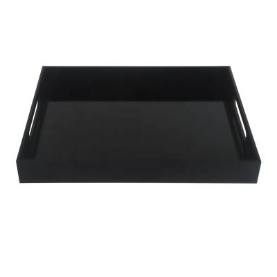 China FACTORY TRAY HIGH QUALITY ACRYLIC TRAY WHOLESALE BLACK SQUARE ACRYLIC SERVICE TRAY ECO-FRIENDLY CUSTOMIZED TRAY WITH HANDLE for sale