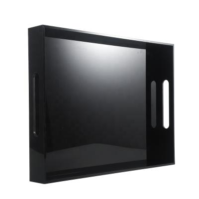 China HIGH QUALITY ACRYLIC TRAY ECO-FRIENDLY PLEXIGLASS DESK TRAY BLACK STORAGE TRAY AND FINISH for sale