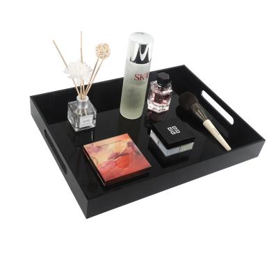 China ECO-FRIENDLY ACRYLIC TRAY WITH BLACK HANDLE ACRYLIC TRAY PLEXIGLASS ACRYLIC DRAG SQUARE TRAY for sale