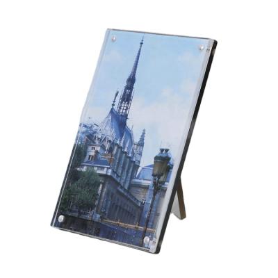 China office & Wholesale Home Decoration Magnetic Clear Acrylic Picture Frame Block 5x7 6x8 Photo Frame Standing for sale