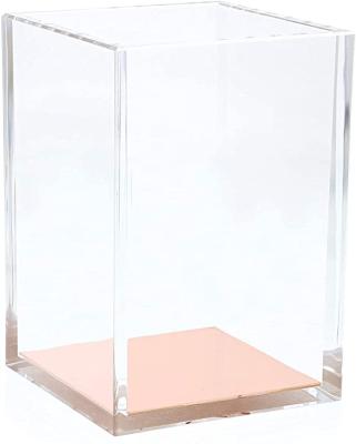 China Acrylic Portable Small Transparent Color Acrylic Pen Holder Display Stand On Transparent Desktop for sale