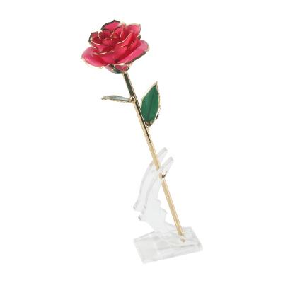 China Art Valentine's Day Gift 24K Gold Foil Rose 24K Gold Plated Rose Cover High Quality Pink Base Box for sale