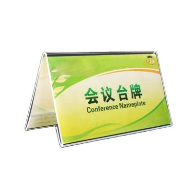 China Home Double Side Sliding Design Acrylic V Shape Sign Holder for sale