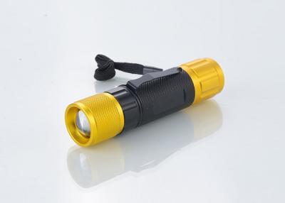 China Zoomable small led flashlight for hiking , powerful led flashlight With Metal Clip for sale