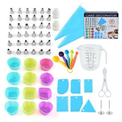 China 63 Piece Amazon Decorations Viable Baking Consumables Lots Icing Cups Measuring Cups Muffin Icing Cake Decorating Tools Kit Set for sale