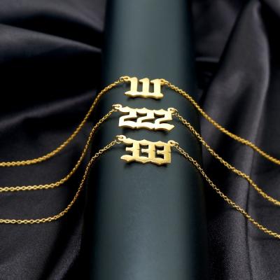 China Customized Gold Plated Chain FASHIONABLE Women's Angel Number Necklace Personalized by Number 111-999 for sale