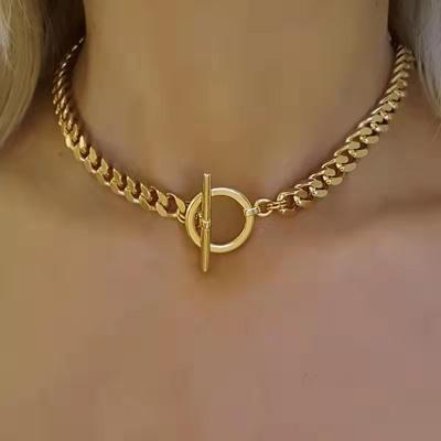 China Fashion Hiphop Non Tarnish 18k Gold Plated Stainless Steel OT Cuban Chain Necklace for sale