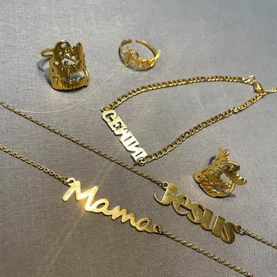 China Personalize TRENDY Customized Personalized 18k Gold Plated Stainless Steel Nameplate Nameplate Pendant Necklace for sale