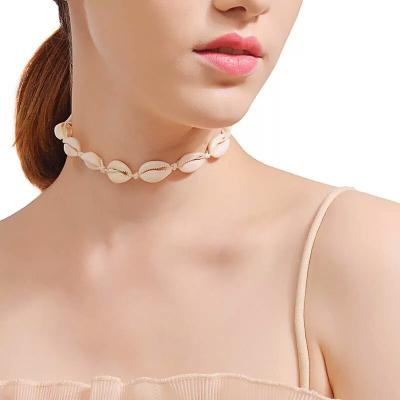 China White Natural Cowrie Shell Women Necklace Fashionable Sea Beach Jewelry Scarf Real for sale