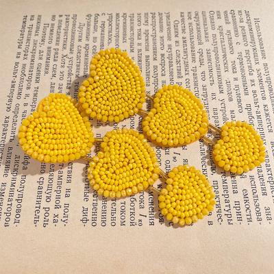 China Bohemia FASHIONABLE Heart Pink Yellow Long Seed Beaded Earrings Women for sale