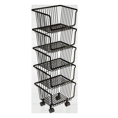 China Multifunctional Stainless Steel Large Capacity Shopping Cart Viable Kitchen Storage Vegetable Rack for sale