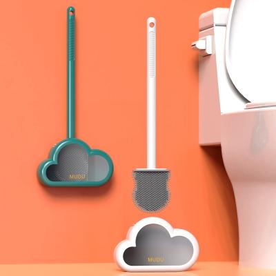 China Eco-friendly Toilet Brush, Toilet Cleaning System, Wall Toilet Wand NO-Slip Long Handle Soft Silicone Bristle for sale